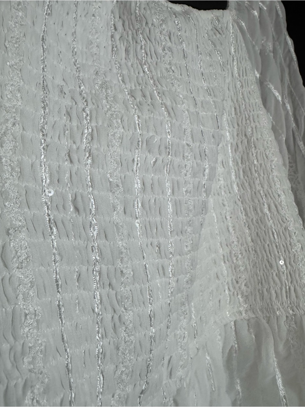 Arula White Sequin Textured Babydoll Blouse Puff Sleeve Size B 1X Boho NWT - Picture 4 of 7